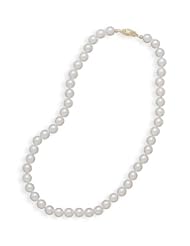 5- Grade A Cultured Akoya Pearl Necklace Individually Knotted with a 14K Yellow Gold Clasp