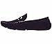 Amali Mens Navy Blue Microfiber Driving Loafer Shoes with Silver Horsebit Ornament: Style Norwalk-002