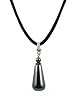 Necklace - N69 - Genuine Hematite Beads - Hung on a 16" Silk / Satin Cord + 2" Extension Chain ~ Oval Drop Shape