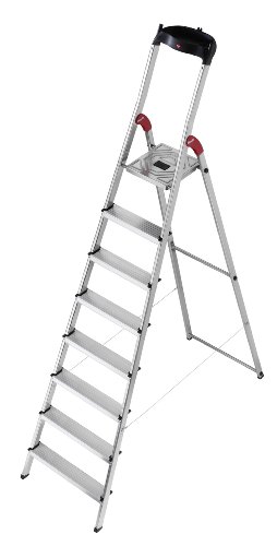 Hailo 8508-001 Alu-Sicherheits-Haushaltsleiter L60 - 8 Stufen mit Multifunktionsschale Hailo 8508-001 Alu-Sicherheits-Haushaltsleiter L60 - 8 Stufen mit Multifunktionsschale
