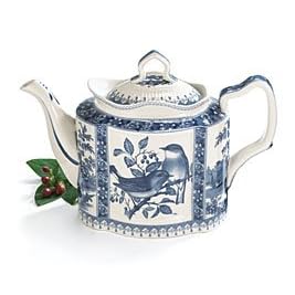 Stoneware Teapot With Blue Toile And Bird Design Beautiful Addition To A Teapot Collection... by Aves Estate Collection