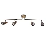 Straight Bar 4 Way Antique Brass Metal Adjustable Dimmable Spotlight Length 97cm max 40w Es R63 Bulbs