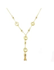 14k Yellow Gold 3.2 Grams Ultra Light Weight 2.5" Dangling Necklace, 18". Made in Italy