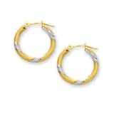 14k Two-Tone Diamond-Cut Hoop Earrings