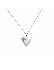 Genuine .925 Sterling Silver 20mm With Enameled Rose Heart Locket 18 5.5 Grams. 100% Satisfaction Guaranteed.