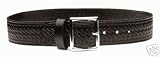 HWC POLICE FIRE EMT EMS SECURITY BLACK LEATHER UNIFORM DUTY GARRISON BELT BASKETWEAVE STYLE, MADE IN USA, SIZE 36"