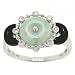 Jade, Black Onyx & Diamond Ring in 14K White Gold