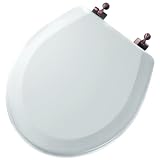 Mayfair Classic Molded Wood Round Toilet Seat, White with Oil-Rubbed Bronze Hinges #44OR000