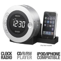 Sony ICFCD3iP CD Clock Radio for iPod and iPhone (Silver)