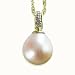 Natural White 9.5-10mm Dewdrop 14k Gold Diamond Cultured Pearl Pendant w. Gold Chain Necklace (Yellow Gold) - by Dahlia Classic Jewelry Collection