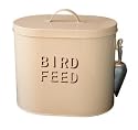 Cream Enamel Metal Bird Food Storage with Scoop