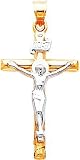14k Two-tone INRI Crucifix Pendant