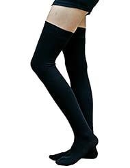 Apparel: AM Landen Ladies Cotton Thigh-Highs Socks (US Size 8-10 Narrow,Thigh circumference to 20"), Black