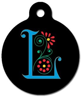 Monogram Letter L Pet ID Tag for Dogs and Cats