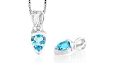 Pear Shape Swiss Blue Topaz Pendant Sterling Silver