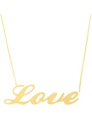 14 Karat Yellow Gold Polished Sideways Love Necklace (18 inch)