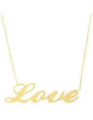 Gold Over Sterling Silver Sideways Polished Love Adjustable Necklace (18 inch)