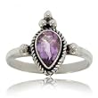 Purple Amethyst Teardrop Ring in Sterling Silver