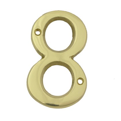 (#8) BOLTON 3 Inch Solid Brass Bright Brass Finish House Number Raised 1/6