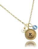 Lucky Feather Letter Coin Charm Necklace - Initial K