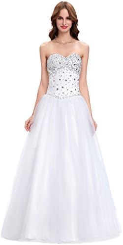 Column Tulle Beaded Bridal Wedding Dresses White Size 14