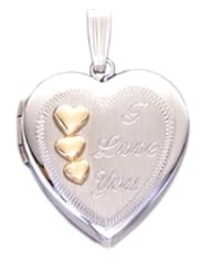 14k White Gold 2 Photo "I Love You" Heart Locket