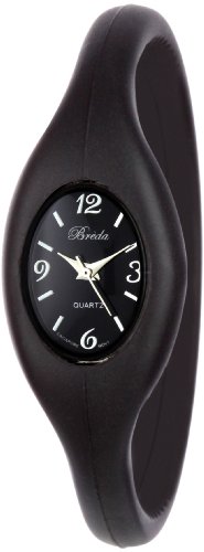 Breda Women s 2304 black Lark Sporty Silicone Expansion Band Watch