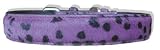 20 Purple  black padded animal print - hair on leather dog collar