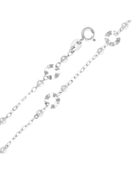 14K White Gold Circle Fancy Designer Link Chain Bracelet with Spring Ring Clasp - 7" + 1" Extension
