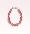 Pink Resin, Amethyst and Silver Bead Bracelet