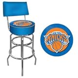 IMAGE OF New York Knicks NBA Padded Swivel Bar Stool with Back - Game Room Products - Pub Stools - NBA