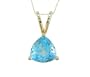 14K Yellow Gold Three Prong 7mm Trillion Blue Topaz Stud Pendant, 18"