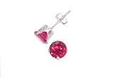 Sterling Silver 3mm Round CZ Fashion Birthstone Earring in 4 Prong Setting, July