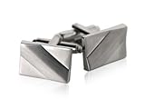 Rectangular Satin Finish Silver Cufflinks with Presentation Box