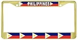 Philippines Filipino Pinoy Multi Flag Gold Tone Metal License Plate Frame Holder