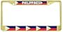 Philippines Filipino Pinoy Multi Flag Gold Tone Metal License Plate Frame Holder