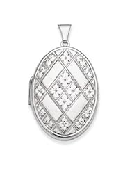 Genuine IceCarats Designer Jewelry Gift Sterling Silver Quilted Oval Locket