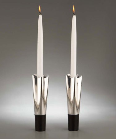 Nambe Rocks 8-Inch Candlesticks, Pair