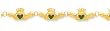 14kt Gold Celtic Irish Claddagh Bracelet w/Green Enameled Heart (Available in Different Sizes)