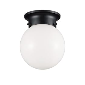 Westinghouse 64509 One-Light Outdoor Porch Ceiling Fixture, Black with White Glass by Westinghouse