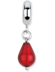 Sterling Silver Reflections Red Italian Murano Glass Dangle Bead