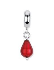 Sterling Silver s Red Italian Murano Glass Dangle Bead by Reflection Beads, Best Quality Free Gift Box Satisfaction Guaranteed