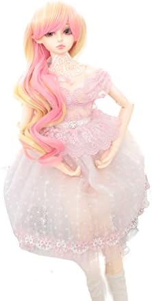 9-10 inch (22-24cm) 1/3 BJD/SD Doll Wig Gradient Color Long Curly Hair (Yellow Pink)