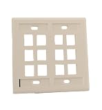 Leviton 42080-12W Quickport Wallplate with ID Window, Dual Gang, 12-Port, White