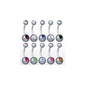 Body Accentz™ Lot of 10 New Double Jeweled Gemmmed Belly Gem Navel Body Jewelry Piercing Bar Ring 7/16 14g