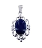 Oval Blue Lapis Pendant Filigree Sterling Silver Charm