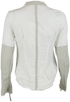 Illia Womens Long Sleeve V-neck Leather & Linen Coat