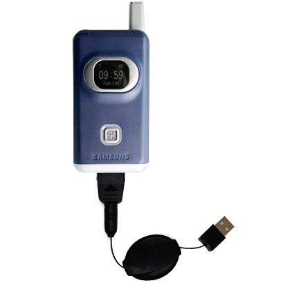 Retractable USB Cable for the Samsung SGH-X400 X426 X427 X430 X450 with Power Hot Sync and Charge capabilities - uses Gomadic TipExchange Technology