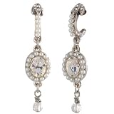 Lee Angel Silver Crystal and Pearl Drop Earring