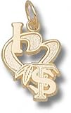 Florida State Seminoles Solid 10K Gold ''I Heart FS'' Feather 1/2'' Pendant